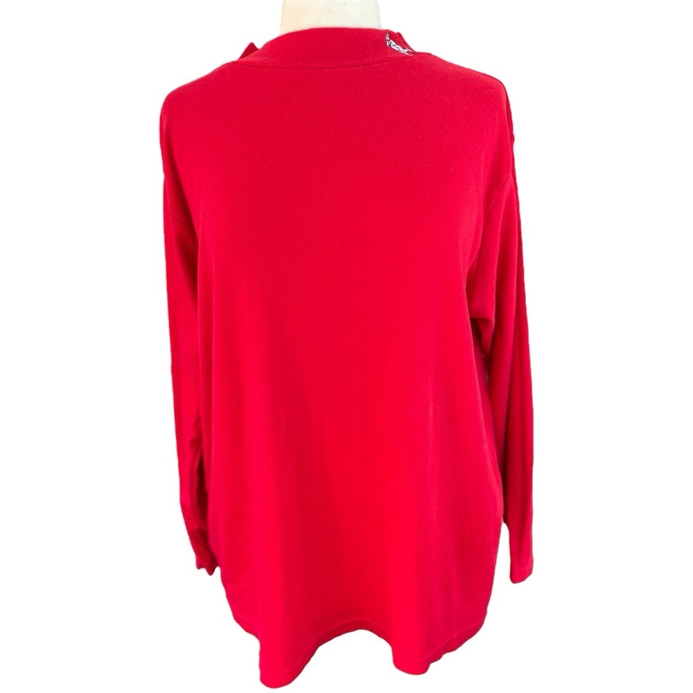 Vtg 90s Nutcracker Christmas Bear Embroidered Red Turtleneck Shirt XXL Holiday‎